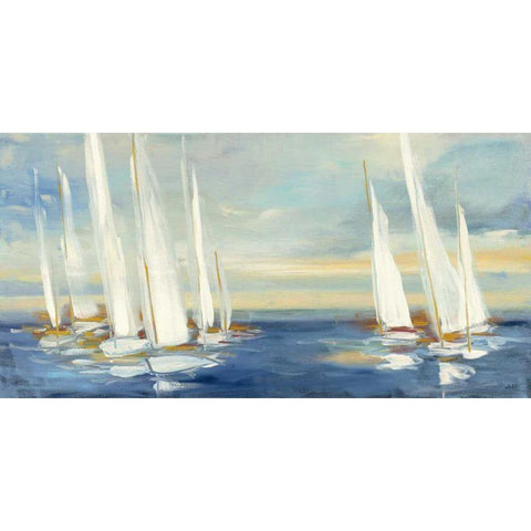 Summer Regatta Sunset White Modern Wood Framed Art Print by Purinton, Julia