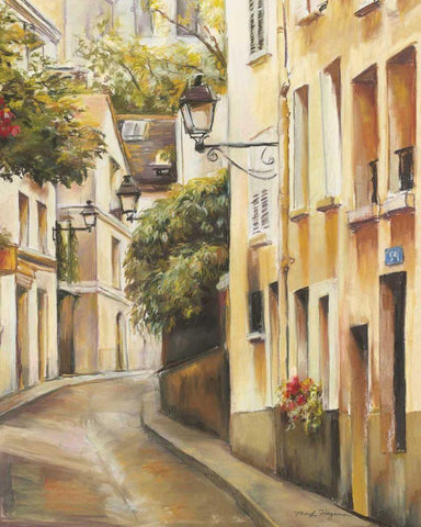 Montmartre II White Modern Wood Framed Art Print with Double Matting by Hageman, Marilyn