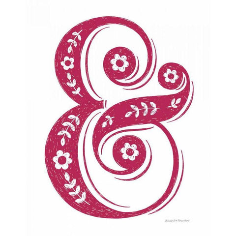Floral Ampersand Crop White Modern Wood Framed Art Print by Snowdon, Alexandra