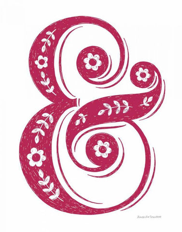 Floral Ampersand Crop White Modern Wood Framed Art Print with Double Matting by Snowdon, Alexandra