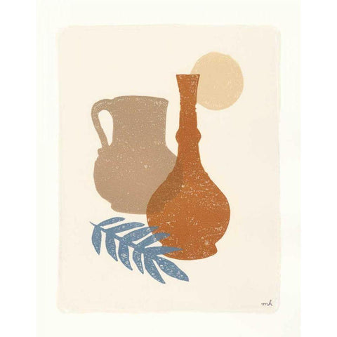 Oasis II Dusty Blue Black Modern Wood Framed Art Print with Double Matting by Hershey, Moira