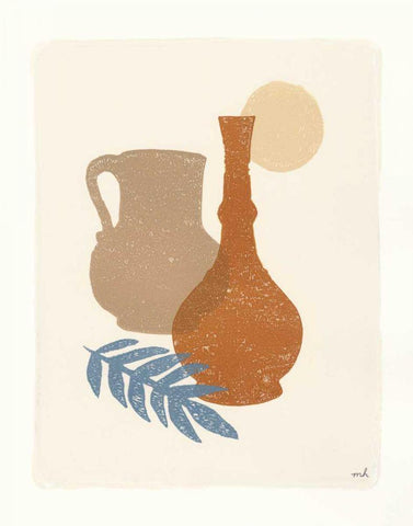 Oasis II Dusty Blue White Modern Wood Framed Art Print with Double Matting by Hershey, Moira