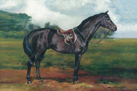 Black Horse Black Ornate Wood Framed Art Print with Double Matting by Hageman, Marilyn