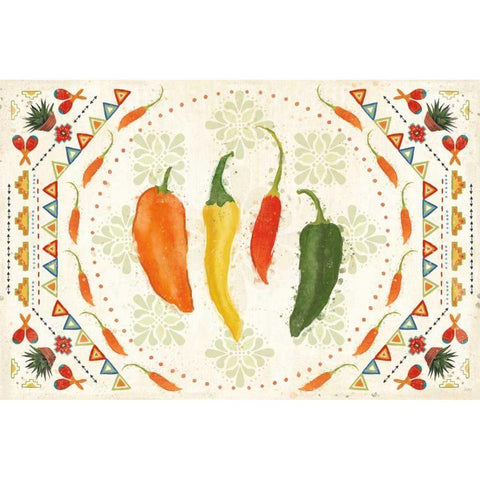 Tex Mex Fiesta I White Modern Wood Framed Art Print by Charron, Veronique