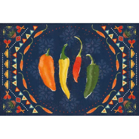 Tex Mex Fiesta I Dark Black Modern Wood Framed Art Print with Double Matting by Charron, Veronique