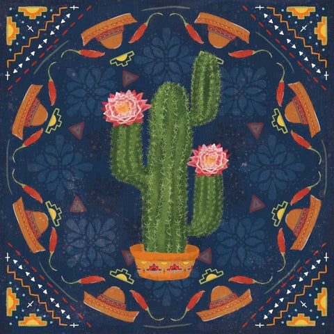 Tex Mex Fiesta V Dark Black Ornate Wood Framed Art Print with Double Matting by Charron, Veronique