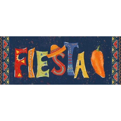 Tex Mex Fiesta VII Dark Black Modern Wood Framed Art Print with Double Matting by Charron, Veronique