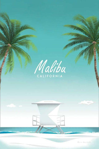 Malibu White Modern Wood Framed Art Print with Double Matting by Escalante, Omar