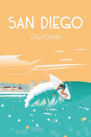 San Diego White Modern Wood Framed Art Print with Double Matting by Escalante, Omar