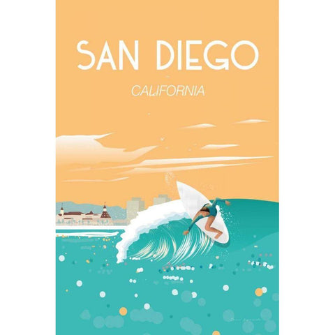 San Diego White Modern Wood Framed Art Print by Escalante, Omar