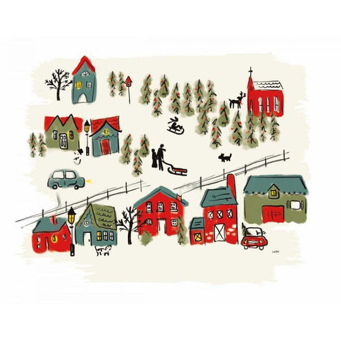 Winter Village I Black Modern Wood Framed Art Print by York, Leah