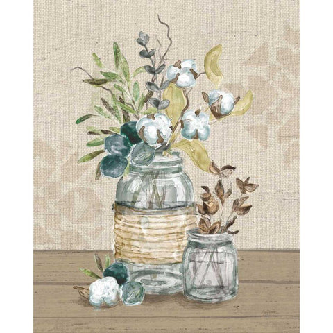 Cotton Bouquet III Gold Ornate Wood Framed Art Print with Double Matting by Urban, Mary