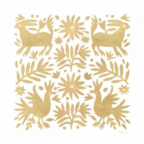 Otomi Elegance I Black Ornate Wood Framed Art Print with Double Matting by Green, Nancy