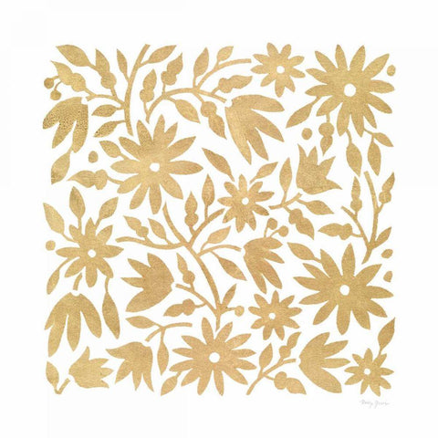 Otomi Floral Elegance I White Modern Wood Framed Art Print with Double Matting by Green, Nancy