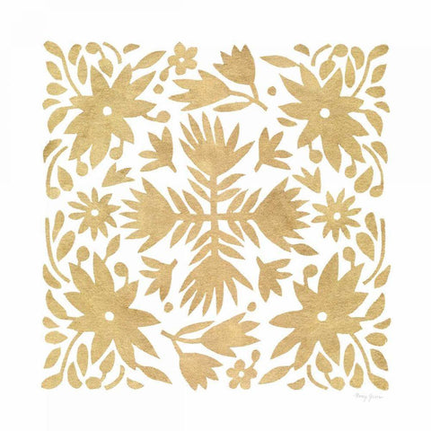 Otomi Floral Elegance II Gold Ornate Wood Framed Art Print with Double Matting by Green, Nancy