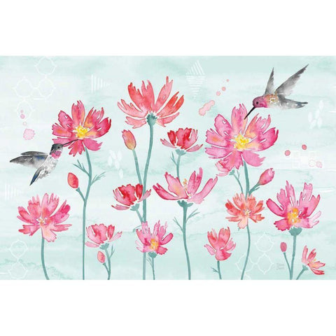 Flowers and Feathers I White Modern Wood Framed Art Print by June, Dina