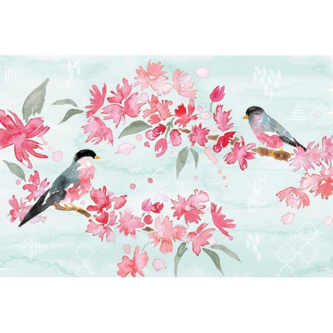 Flowers and Feathers II White Modern Wood Framed Art Print by June, Dina