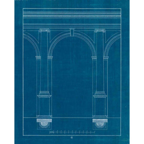Architectural Columns IV Blueprint Black Modern Wood Framed Art Print with Double Matting by Wild Apple Portfolio