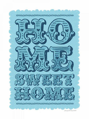 Home Sweet Home Blue White Modern Wood Framed Art Print with Double Matting by Snowdon, Alexandra