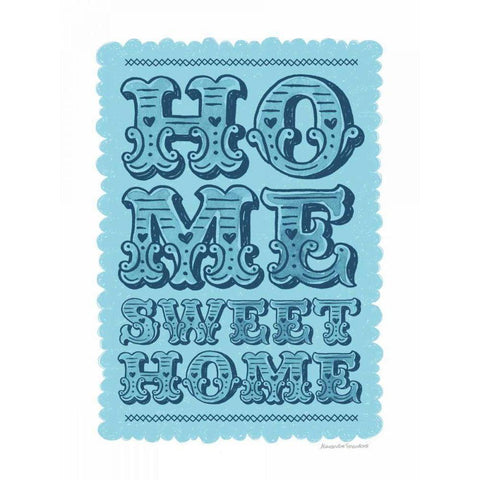 Home Sweet Home Blue White Modern Wood Framed Art Print by Snowdon, Alexandra