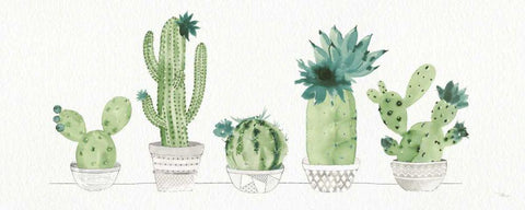 Sweet Succulents I Panel White Modern Wood Framed Art Print with Double Matting by Studio, Pela
