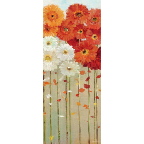 Daisies Fall II White Modern Wood Framed Art Print by Nai, Danhui