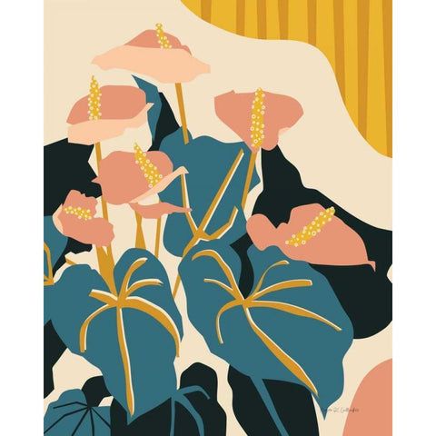 Anthurium Black Modern Wood Framed Art Print by Gallagher, Megan
