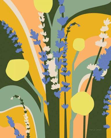 Lavender and Craspedia White Modern Wood Framed Art Print with Double Matting by Gallagher, Megan