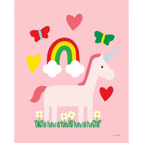 Unicorn Fun I Black Modern Wood Framed Art Print with Double Matting by Kelle, Ann