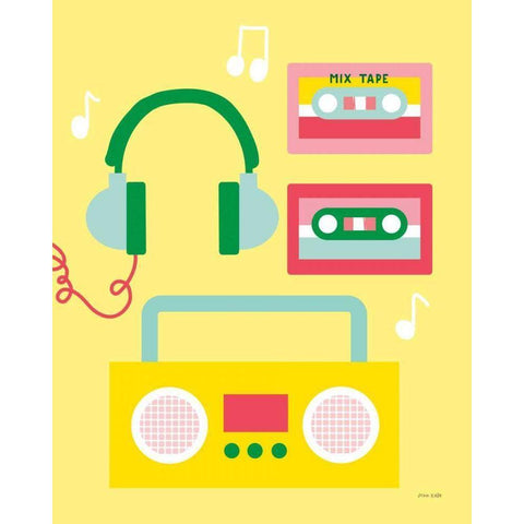 Lets Listen to Music II White Modern Wood Framed Art Print by Kelle, Ann