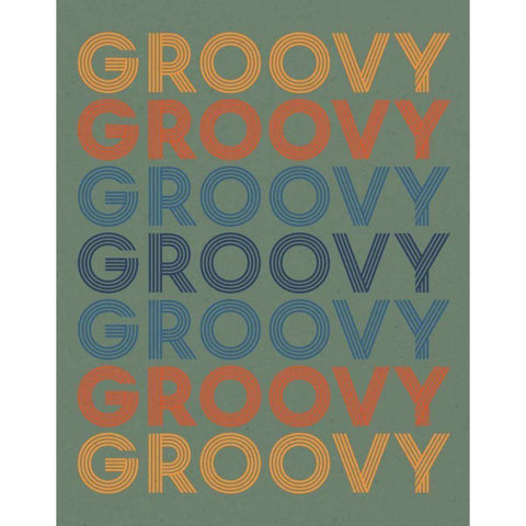 Retro Words I Green White Modern Wood Framed Art Print by Wild Apple Portfolio