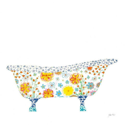 Flower Garden Tub II White Modern Wood Framed Art Print by Davis, Joan E.