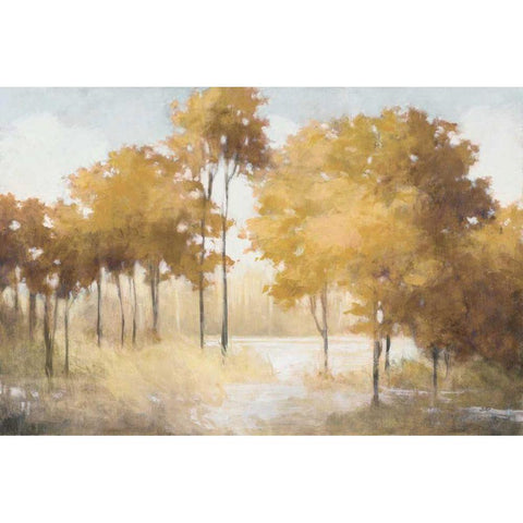 Autumn Lake Gold Black Modern Wood Framed Art Print with Double Matting by Purinton, Julia