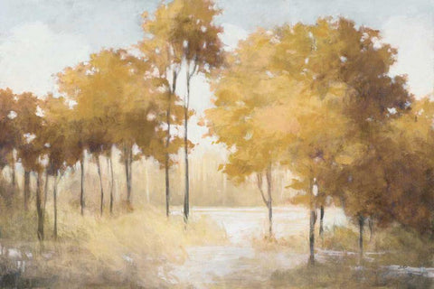 Autumn Lake Gold White Modern Wood Framed Art Print with Double Matting by Purinton, Julia