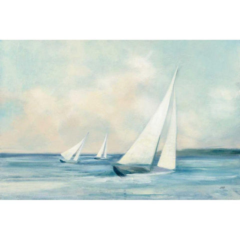 Sailboats at Sunrise White Modern Wood Framed Art Print by Purinton, Julia