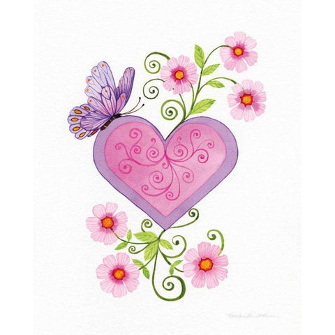 Hearts and Flowers IV Gold Ornate Wood Framed Art Print with Double Matting by McKenna, Kathleen Parr