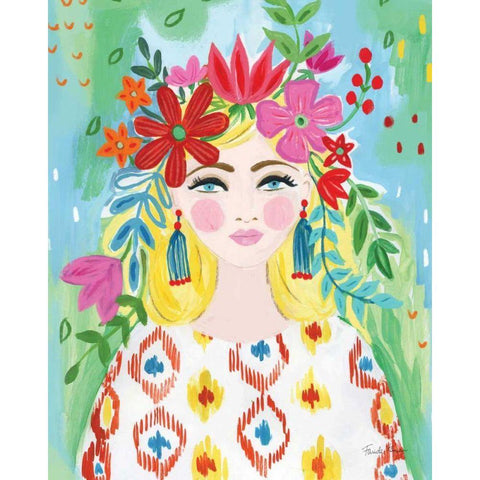 Boho Girl I White Modern Wood Framed Art Print by Zaman, Farida