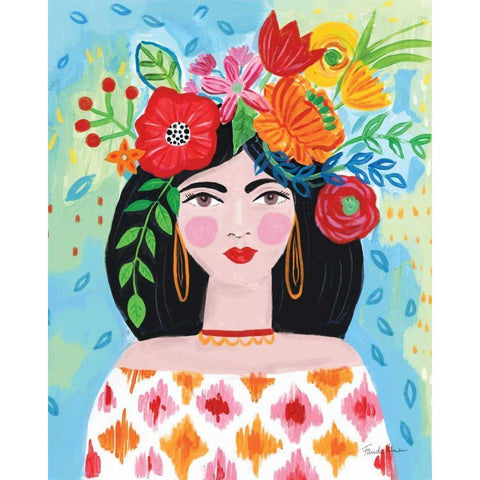 Boho Girl II White Modern Wood Framed Art Print by Zaman, Farida