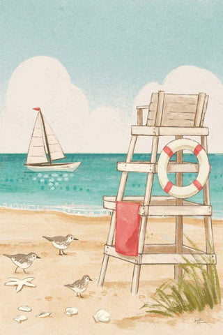 Beach Time III Vertical NW White Modern Wood Framed Art Print with Double Matting by Penner, Janelle