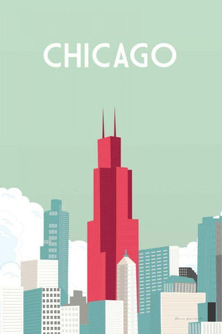 Chicago White Modern Wood Framed Art Print with Double Matting by Escalante, Omar