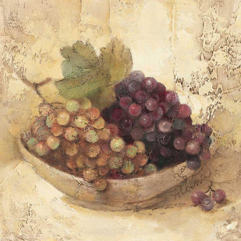 Sunlit Grapes White Modern Wood Framed Art Print by Hristova, Albena