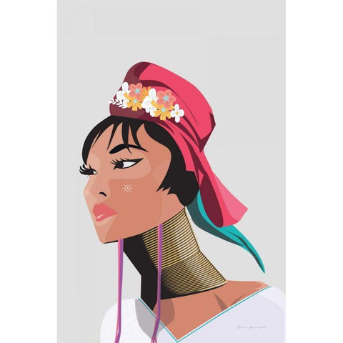 Padaung Woman White Modern Wood Framed Art Print by Escalante, Omar