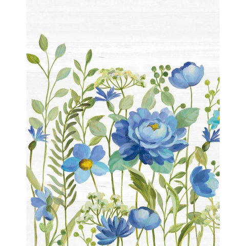 Botanical Blue VII White Modern Wood Framed Art Print by Vassileva, Silvia