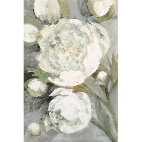 Favorite White Peonies Black Modern Wood Framed Art Print with Double Matting by Hristova, Albena