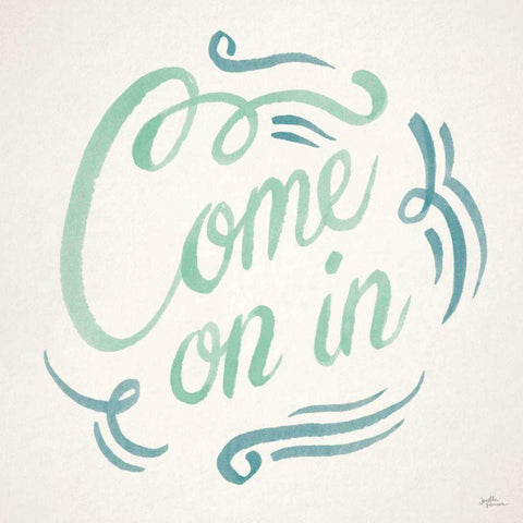 Come On In I Black Modern Wood Framed Art Print with Double Matting by Penner, Janelle