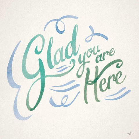 Glad You are Here I White Modern Wood Framed Art Print with Double Matting by Penner, Janelle