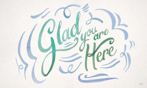 Glad You are Here II White Modern Wood Framed Art Print with Double Matting by Penner, Janelle