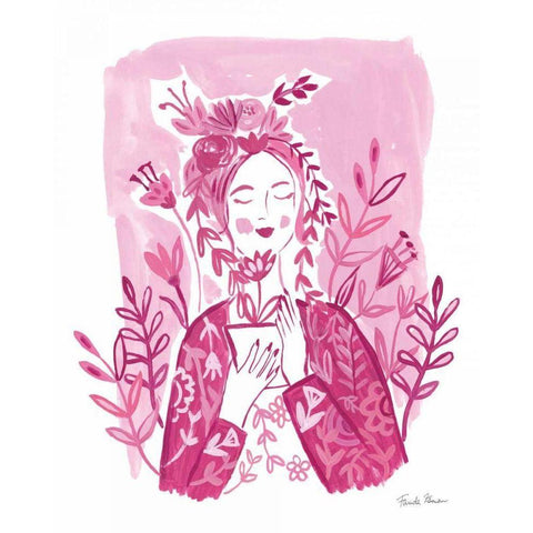 Plant Lady Black Modern Wood Framed Art Print by Zaman, Farida