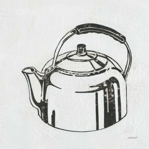 Retro Tea Kettle White Modern Wood Framed Art Print by Lovell, Kathrine