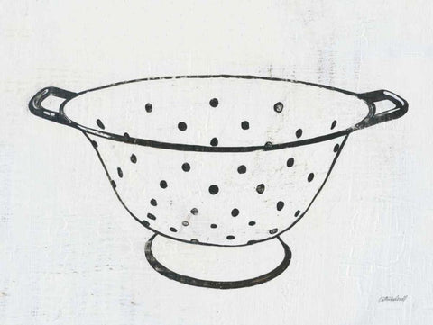 Retro Colander Black Ornate Wood Framed Art Print with Double Matting by Lovell, Kathrine